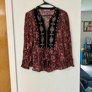 Long-Sleeve Bohemian Blouse